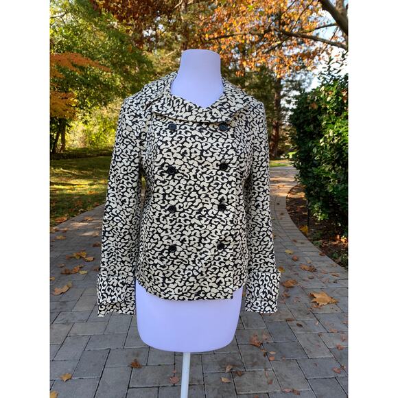 J Crew Leopard Black Chic Short Trench Coat Preppy Size Small Career Modest - Picture 2 of 11